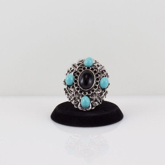 Western Silver & Turquoise Ring - Picture 3 of 4